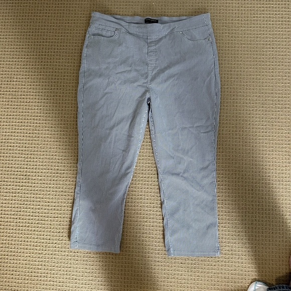 Mario Serrani Pants - Mario Serrani Blue Striped Cropped Pants